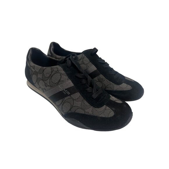 Coach NIB Y2K Kelson Outline Black Smoke Signature Suede Sneaker Tennis Shoes - Picture 5 of 9